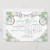 Western Mint Green Cacti Quinceañera Save the Date Einladung (Vorderseite)