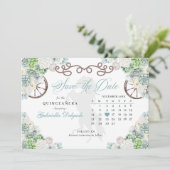 Western Mint Green Cacti Quinceañera Save the Date Einladung (Stehend Vorderseite)