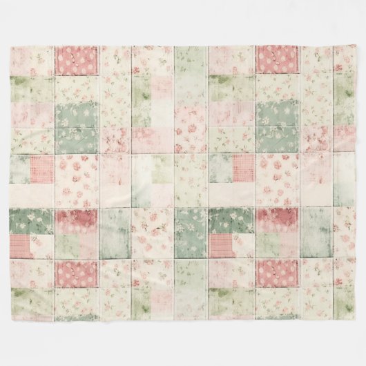Western Mint Pink Floral Quilt Patterns Fleecedecke (Vorderseite (Horizontal))