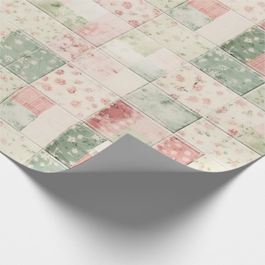 Western Mint Pink Floral Quilt Patterns Geschenkpapier (Ecke)