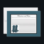Western mit schriftlicher Ratenkarte Blue Cowboy B Hinweiskarte<br><div class="desc">Diese bezaubernden, schriftlichen Advice Cards sind perfekte Ergänzung zu jeder Hochzeit. Gib diese Karten einfach an deine Gäste, zusammen mit den schönen Tips Sharpie Stiften. Ihre Gäste können sich dann alle Ratschläge für die neue Braut und den neuen Bräutigam notieren. Diese sind in einer Größe von 4, 25" x 5,...</div>