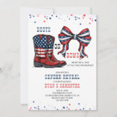 Western mit Stiefeln oder Bows Red White Blue Gend Einladung (Vorderseite)