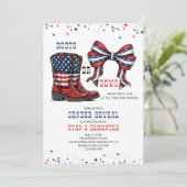 Western mit Stiefeln oder Bows Red White Blue Gend Einladung (Stehend Vorderseite)