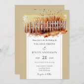 Western mit Weizenfeld Hochzeit in einer Einladung (Vorne/Hinten)