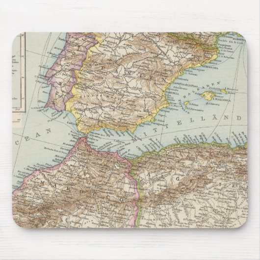Western Mittelmeerkarte Mousepad (Vorne)