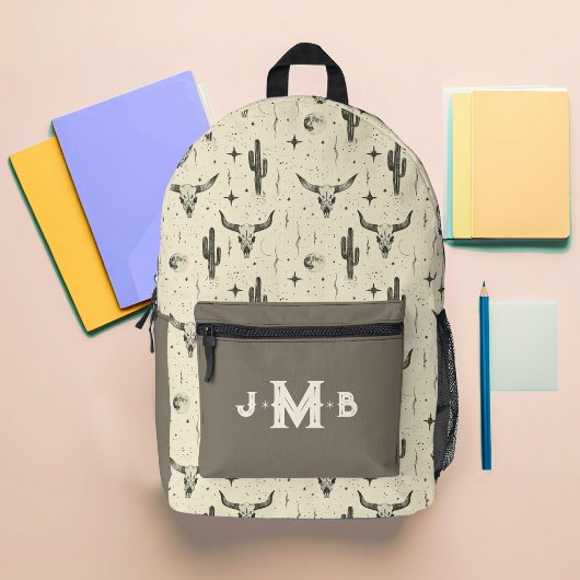 Western-Monogramm Bedruckter Rucksack