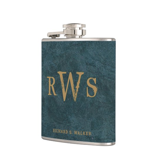 Western-Monogramm-Imitat Mann" s überzieht Flachmann (Links)