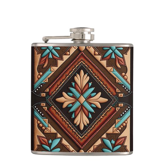 WESTERN MOTIF 6oz Flask Flachmann (Vorderseite)