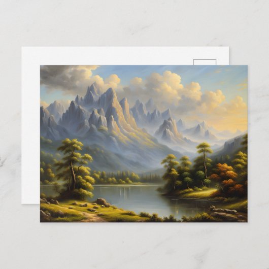 Western Mountains and River Postkarte (Vorne/Hinten)