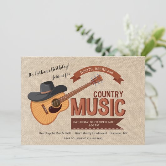 Western Music Einladung (Stehend Vorderseite)