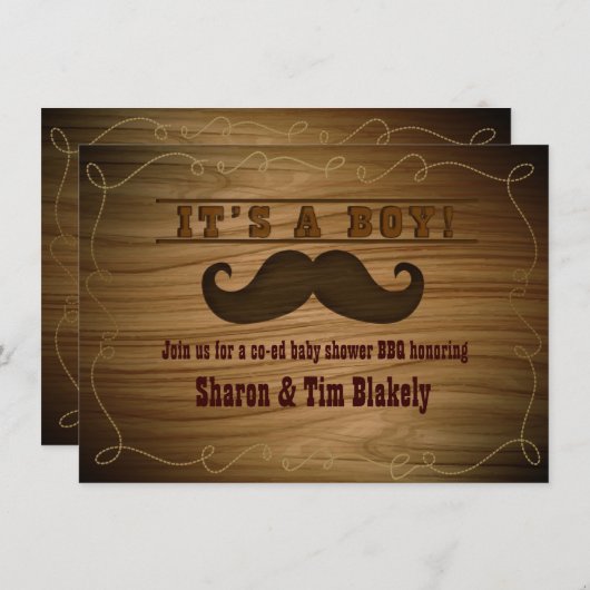 Western Mustache Kinderdusche Es ist eine junge Ei Einladung (Vorne/Hinten)