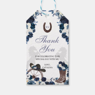 Western Navy Blue Ranchero Quinceanera Gift Tags Geschenkanhänger