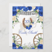 Western Navy Blue und Silver Charra 15 Anos Einladung (Rückseite)