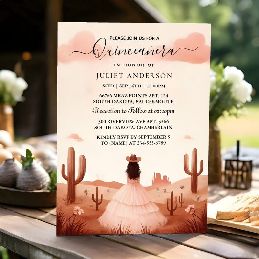 Western "New Nature Barn Wood Boho" Quinceanera Einladung