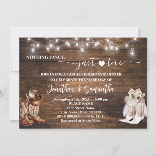 Western Nichts Extravagant nur Liebe Lässig Hochze Einladung (Vorderseite)