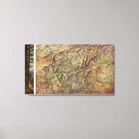 Western North Carolina Panoramabalkarte Leinwanddruck (Vorderseite)