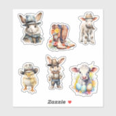 Western Ostercowboy Rustikaler Bunny Aufkleber (Blatt)