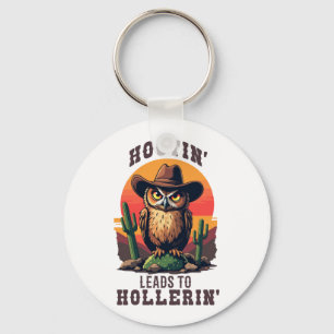 Western Owl Cowboy Hootin Leads To Hollerin Schlüsselanhänger