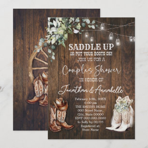 Western Paare Dusche Einladung, rustikaler Cowboy Einladung