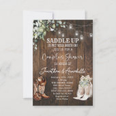 Western Paare Dusche Einladung, rustikaler Cowboy RSVP Karte (Vorderseite)