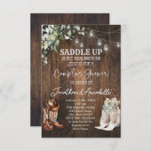 Western Paare Dusche Einladung, rustikaler Cowboy RSVP Karte (Vorne/Hinten)