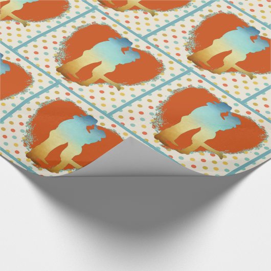 Western-Paare mit Herz-und Polka-Punkten Geschenkpapier (Ecke)