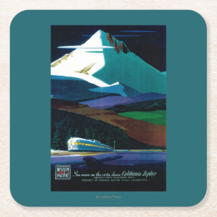Western Pacific California Zephyr Vintage Poster Rechteckiger Pappuntersetzer