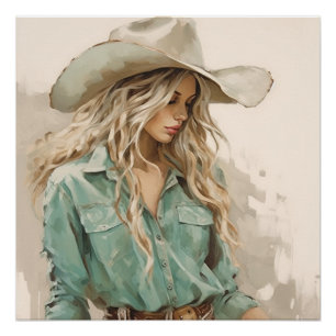 Western Paintbrush: Cowgirl Wall Art Poster
