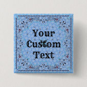Western Paisley Blue Bandana Print Button (Vorderseite)