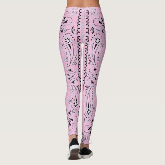 Western Paisley Pink Bandana Print Cowgirl Leggings (Rückseite)