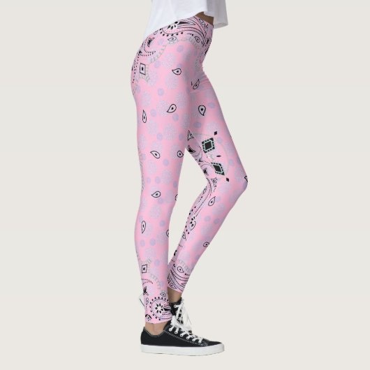 Western Paisley Pink Bandana Print Cowgirl Leggings (Rechts)