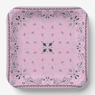 Western Paisley Pink Bandana Print Party 9" Pappteller
