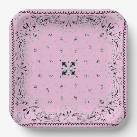 Western Paisley Pink Bandana Print Party 9" Pappteller (Vorderseite)
