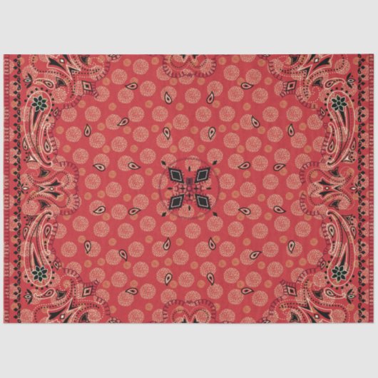 Western Paisley Red Bandana Print Decoupage L Seidenpapier (Vorderseite)