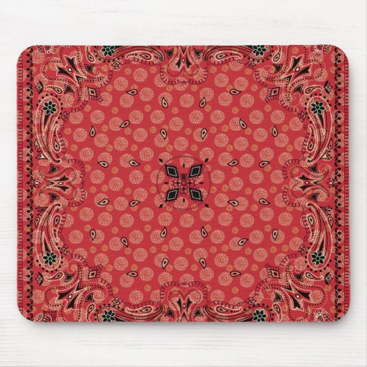 Western Paisley Red Bandana Print Mousepad (Vorne)