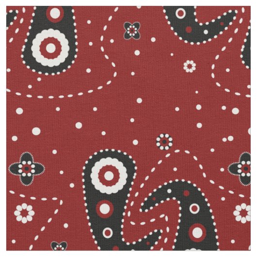 Western Paisley Red Black Fabric Stoff (Nahaufnahme)