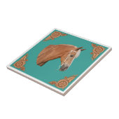 Western Palomino Pferd mit Lederecken Fliese (Seite)