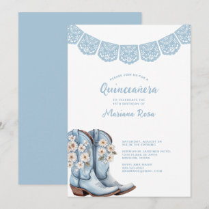 Western Papel Picado Quinceanera Geburtstagspartei Einladung