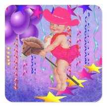 Western Party Baby Cowgirl auf Stick Pferd