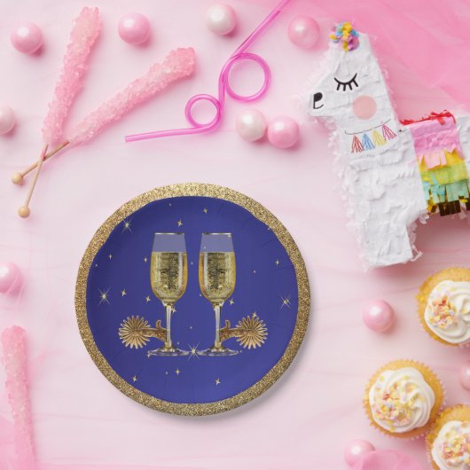 Western Party Champagner und Spurs Papier Teller (Party)