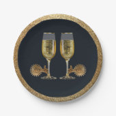 Western Party Champagner und Spurs Papier Teller (Vorderseite)