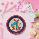 Western Party Cowboy Boot Scootin" Tanz Rot Pappteller (Party)