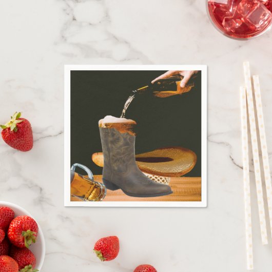 Western Party Cowboy Stiefel Hut und Bier Napkins Serviette (Beispiel)