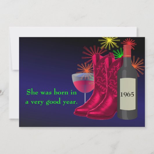 Western Party Cowboy Stiefel und Wein Geburtstag Einladung (Vorderseite)