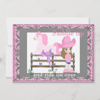 Western Party Cowgirl Horse Saddle Geburtstag Einladung