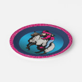 Western Party Cowgirl Mutton Bustin' Pink Bandana Pappteller (Schrägansicht)