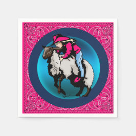 Western Party Cowgirl Mutton Bustin' Pink Bandana Serviette