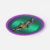Western Party Cowgirl Reiten Pferd Lila Bandana Pappteller (Schrägansicht)