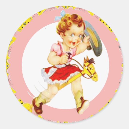 Western Party Cowgirl Reitsticker Runder Aufkleber (Vorderseite)