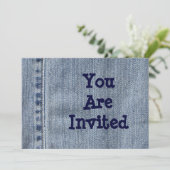 Western Party Denim Einladung (Stehend Vorderseite)